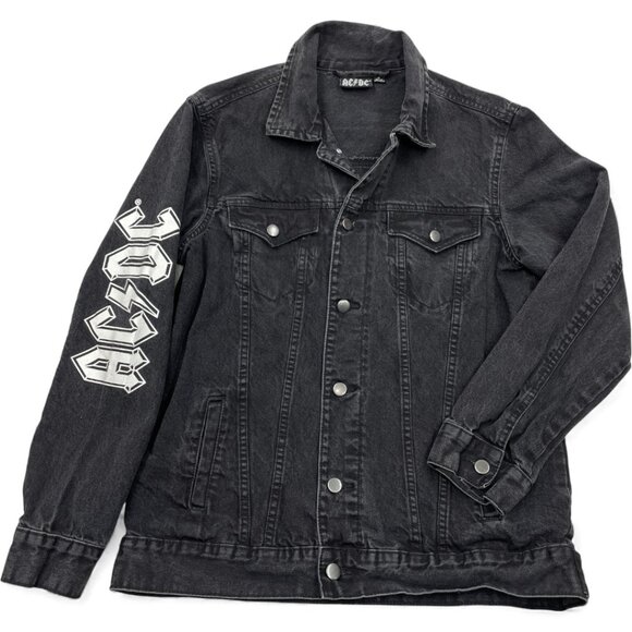 AC/DC Black Denim Jean Jacket Band Rock Men's Size Small - Picture 2 of 8